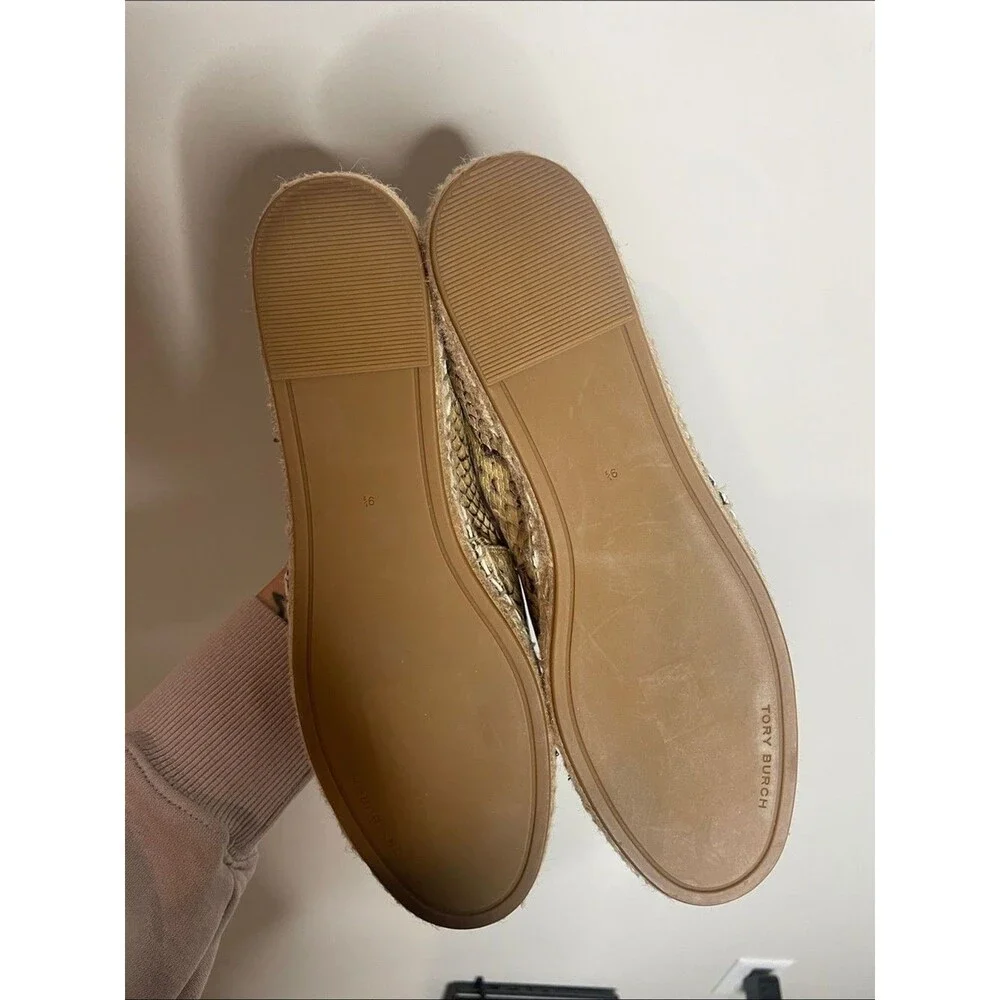 Tory Burch Women’s Snake Print Embossed Cap Toe Espadrilles Size 9.5